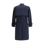 Blue Polyester Trench Coat Burberry