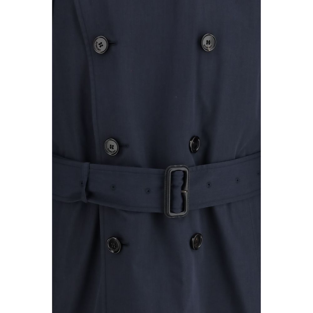 Blue Polyester Trench Coat Burberry