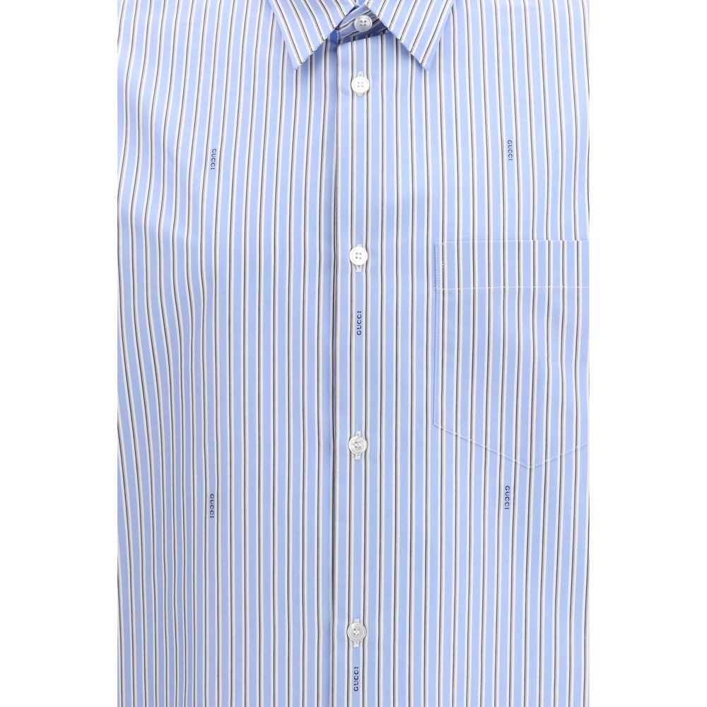 Blue Cotton Pattern Shirt Gucci