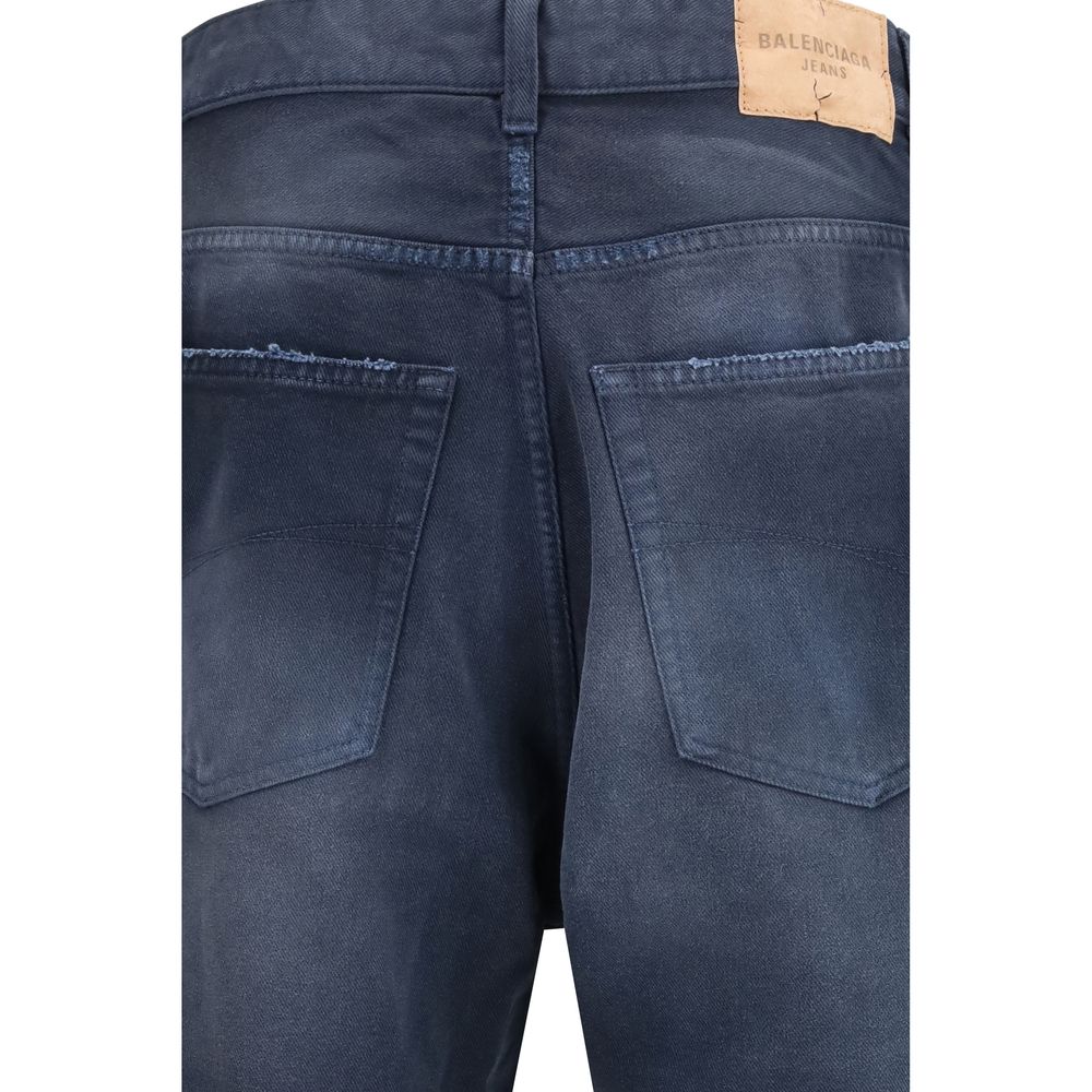 Blue Cotton Relaxed Fit Jeans Balenciaga