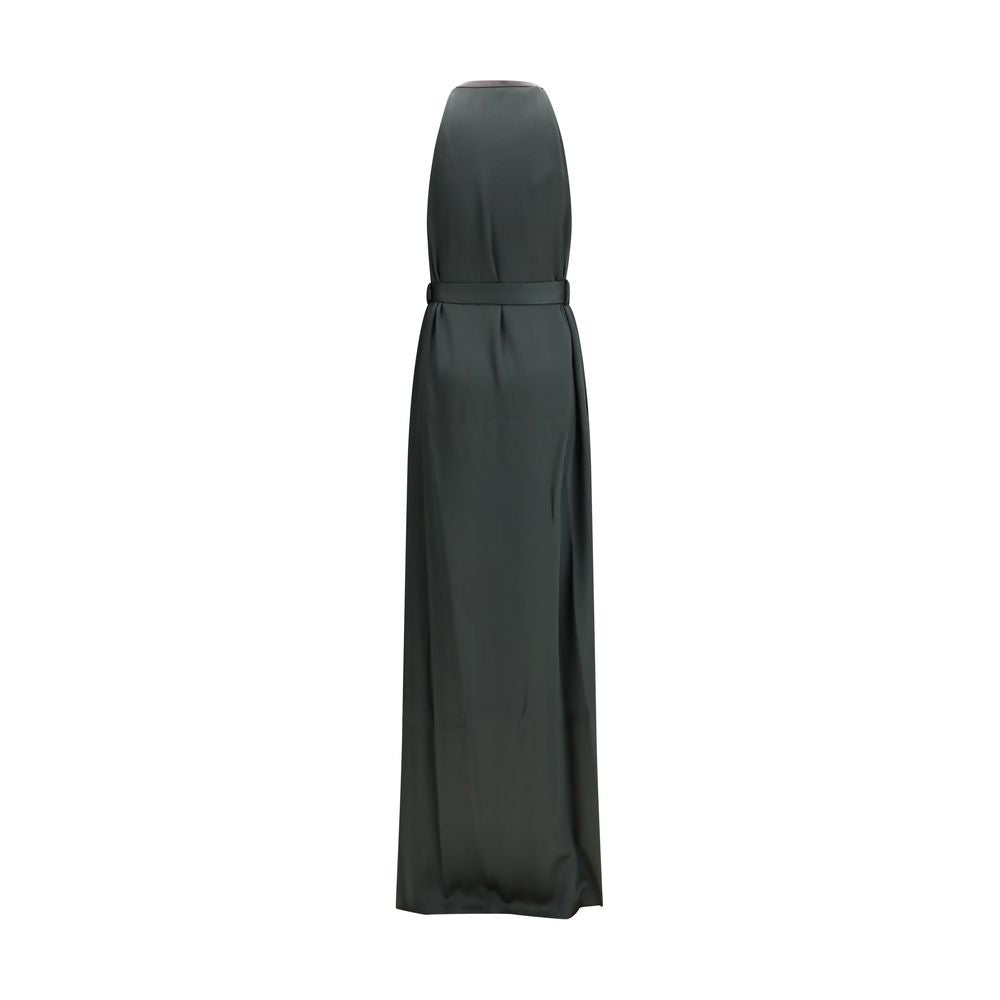 Bicolor Acetate Long Dress