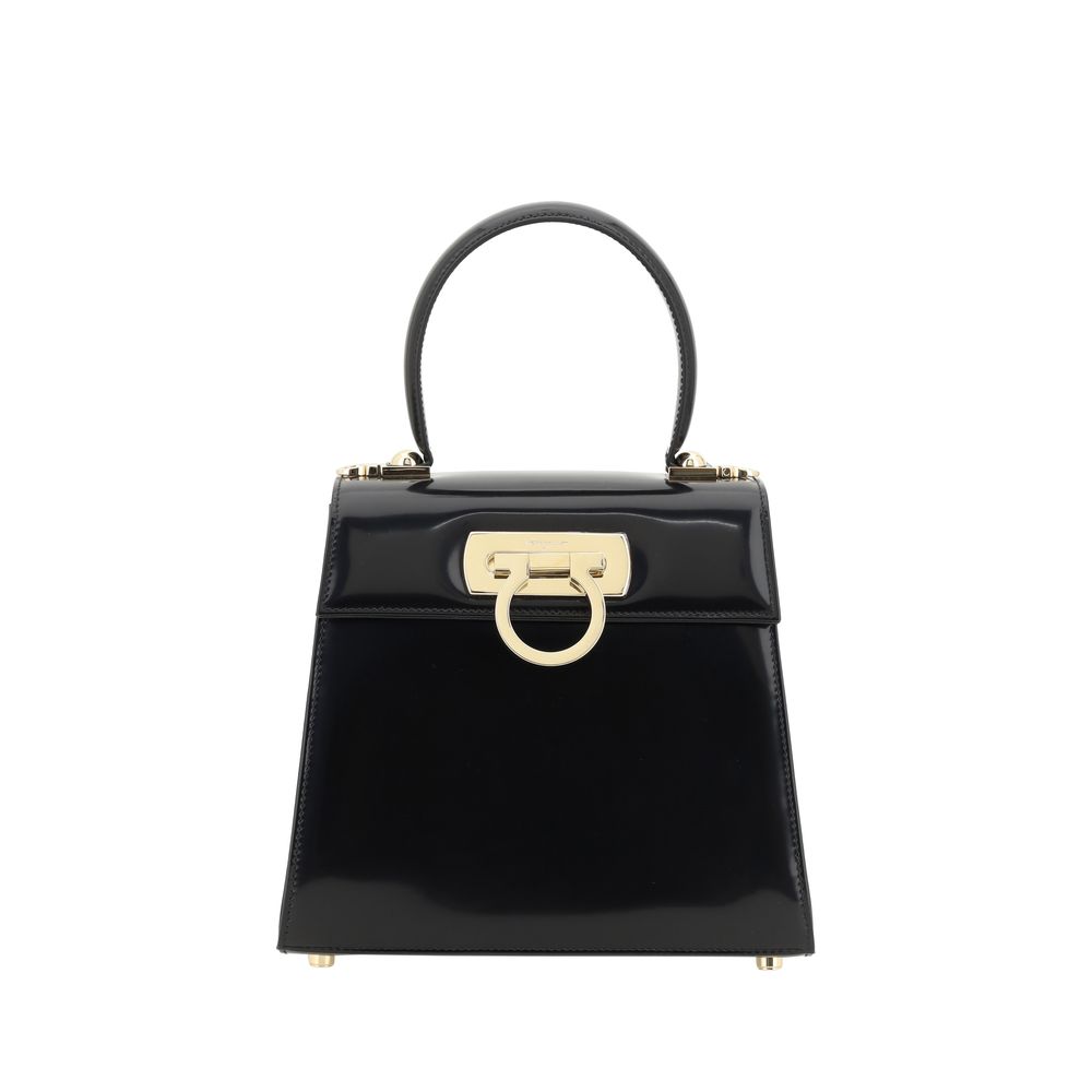 Black Calf Leather Bos Taurus Handbag Ferragamo