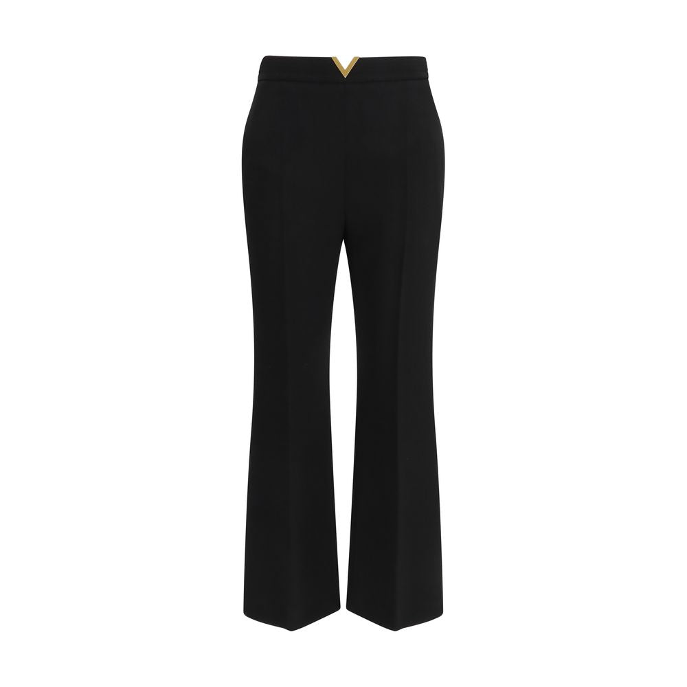 Black Fleece Wool Flared Pants Valentino