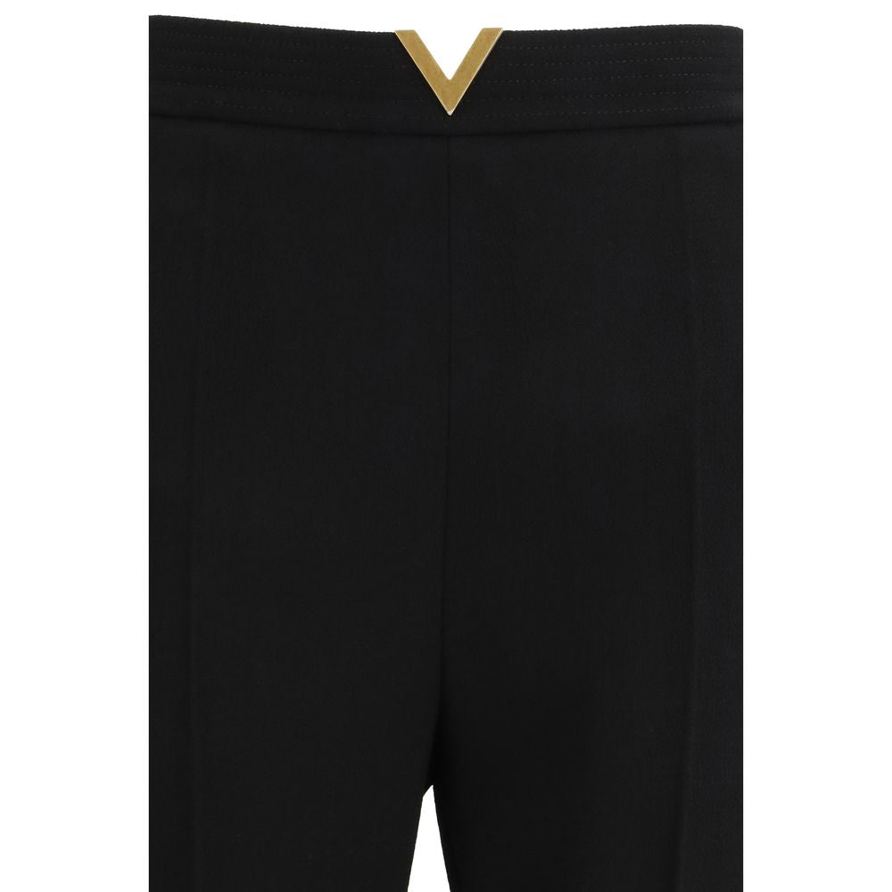 Black Fleece Wool Flared Pants Valentino