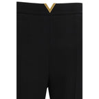 Black Fleece Wool Flared Pants Valentino