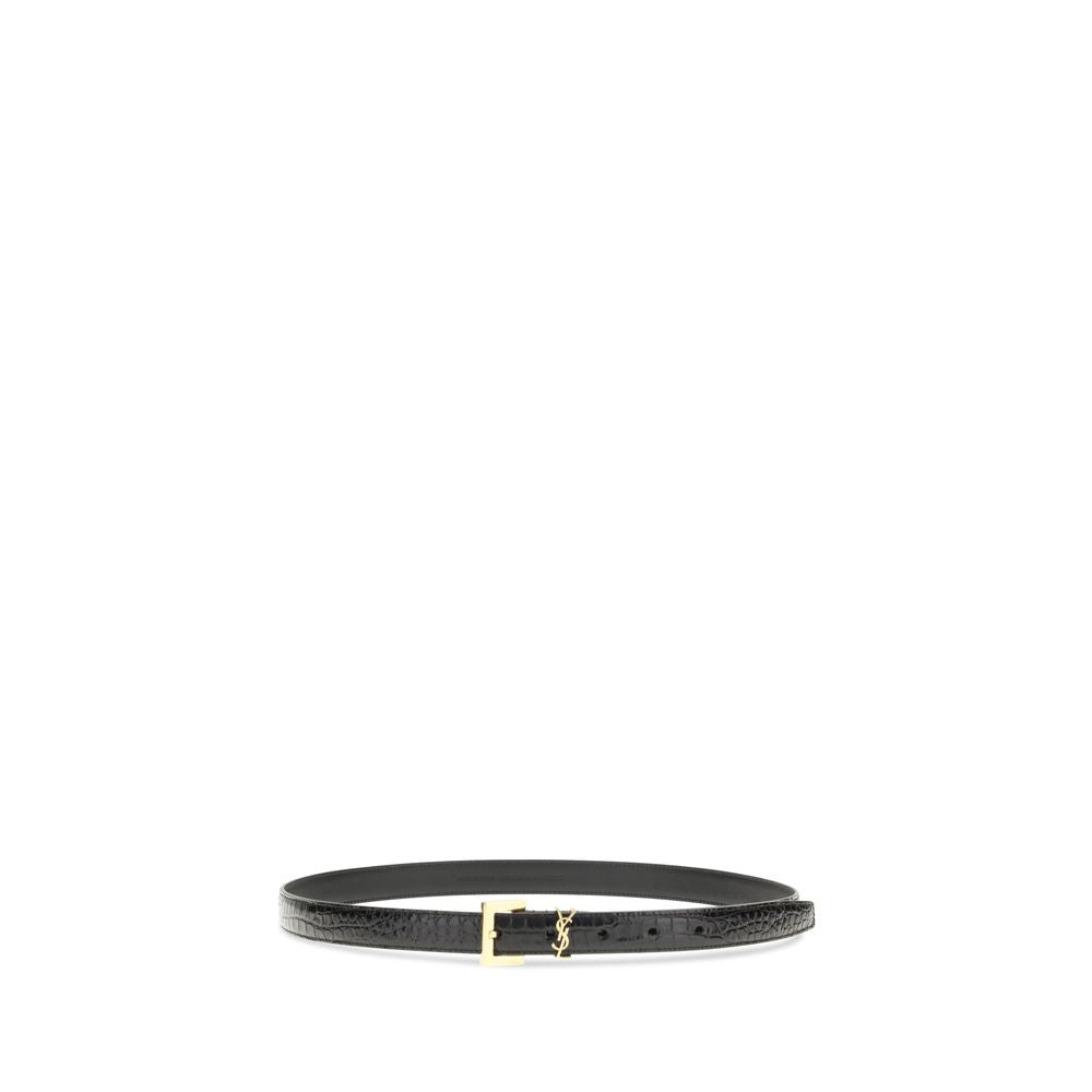 Black Calf Leather Bos Taurus Regular Belt Saint Laurent