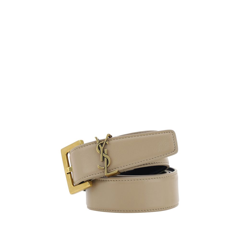 Brown Calf Leather Bos Taurus Regular Belt Saint Laurent