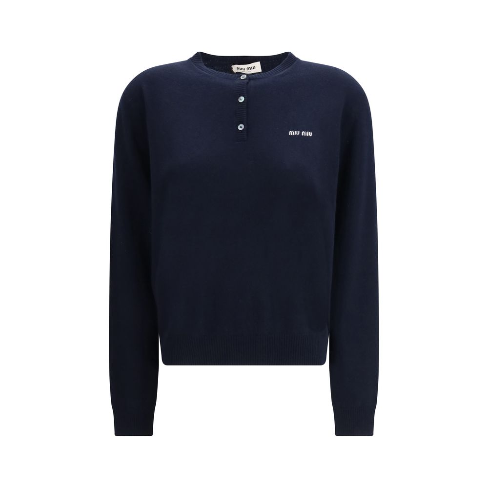 Blue Cashmere Sweatshirt Miu Miu