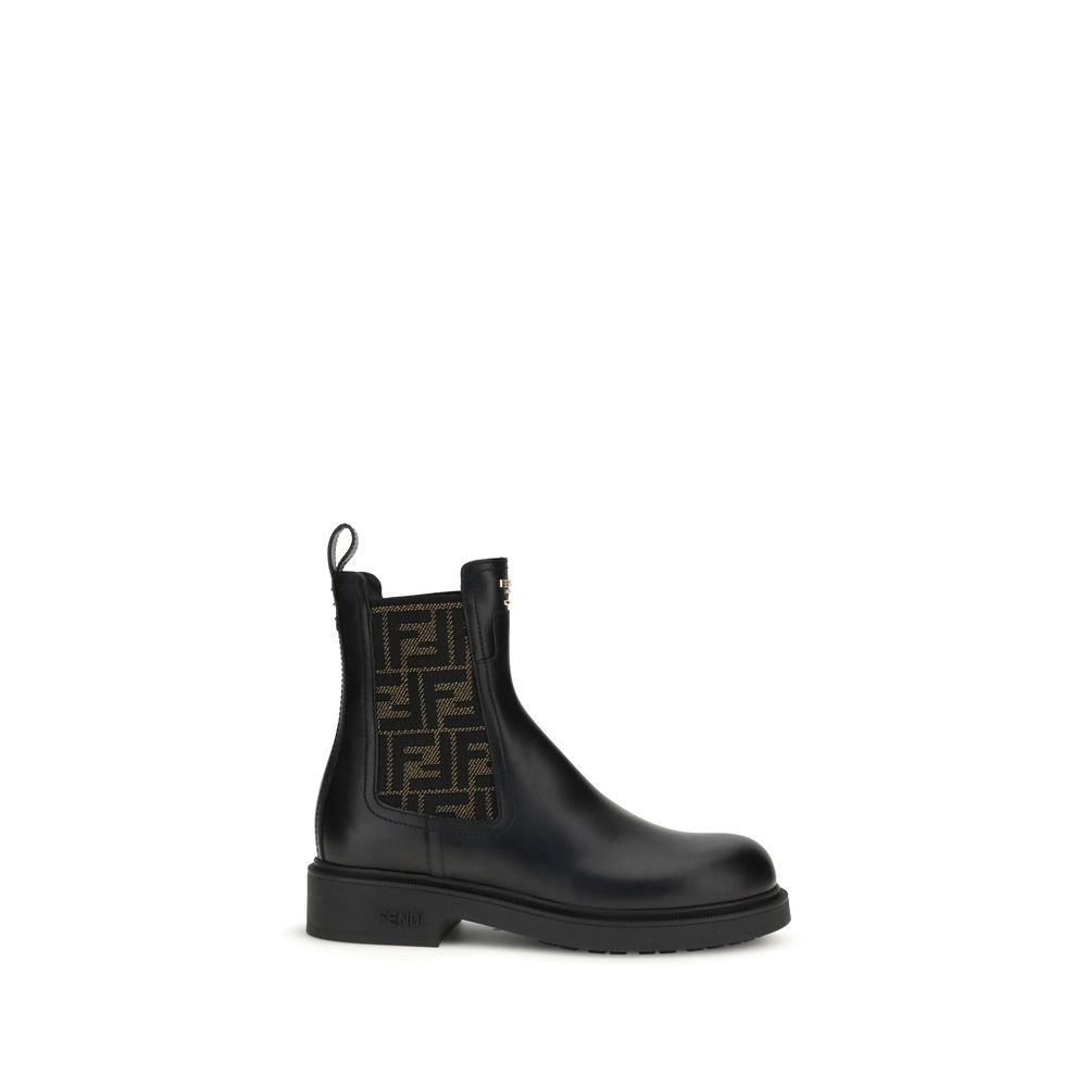 Black Calf Leather Bos Taurus Ankle Boots Fendi