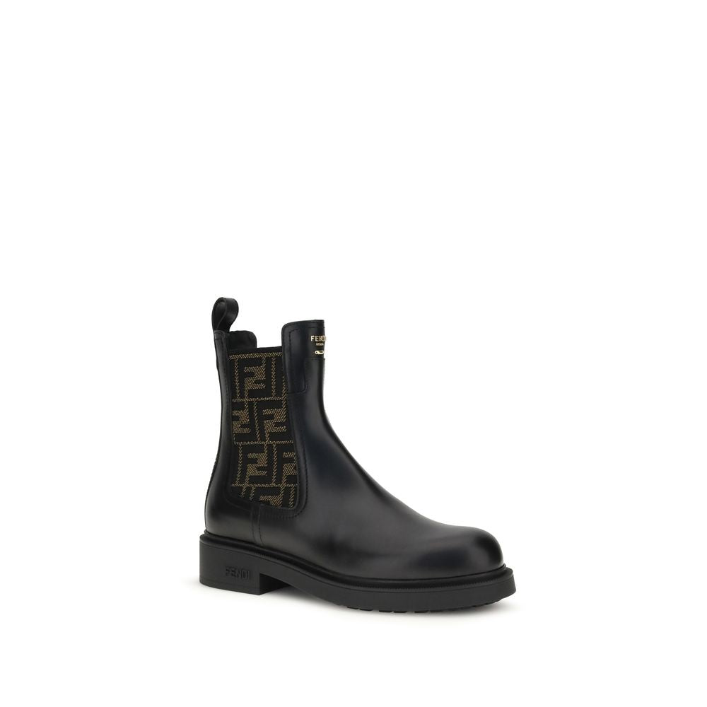 Black Calf Leather Bos Taurus Ankle Boots Fendi