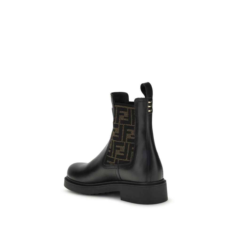 Black Calf Leather Bos Taurus Ankle Boots Fendi