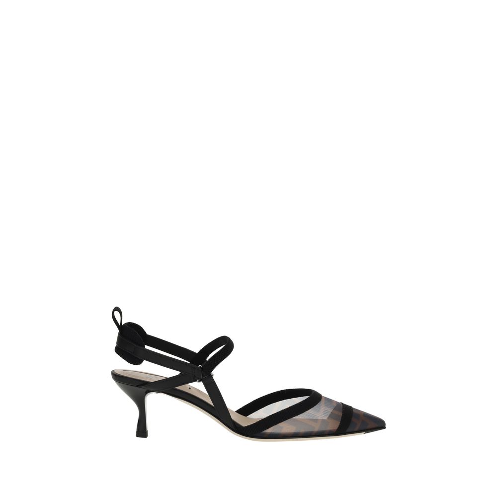 Black Nylon Platform Pumps Fendi
