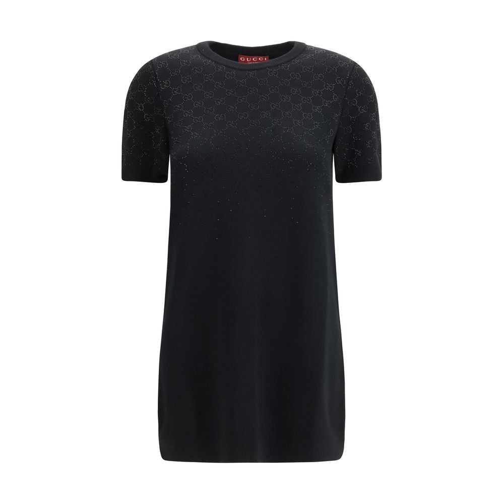 Black Wool Casual Dress Gucci