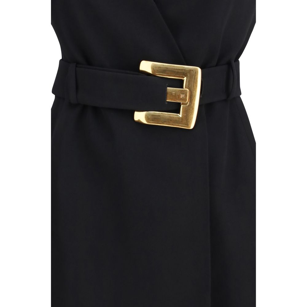 Black Fleece Wool Cocktail Dress Balmain