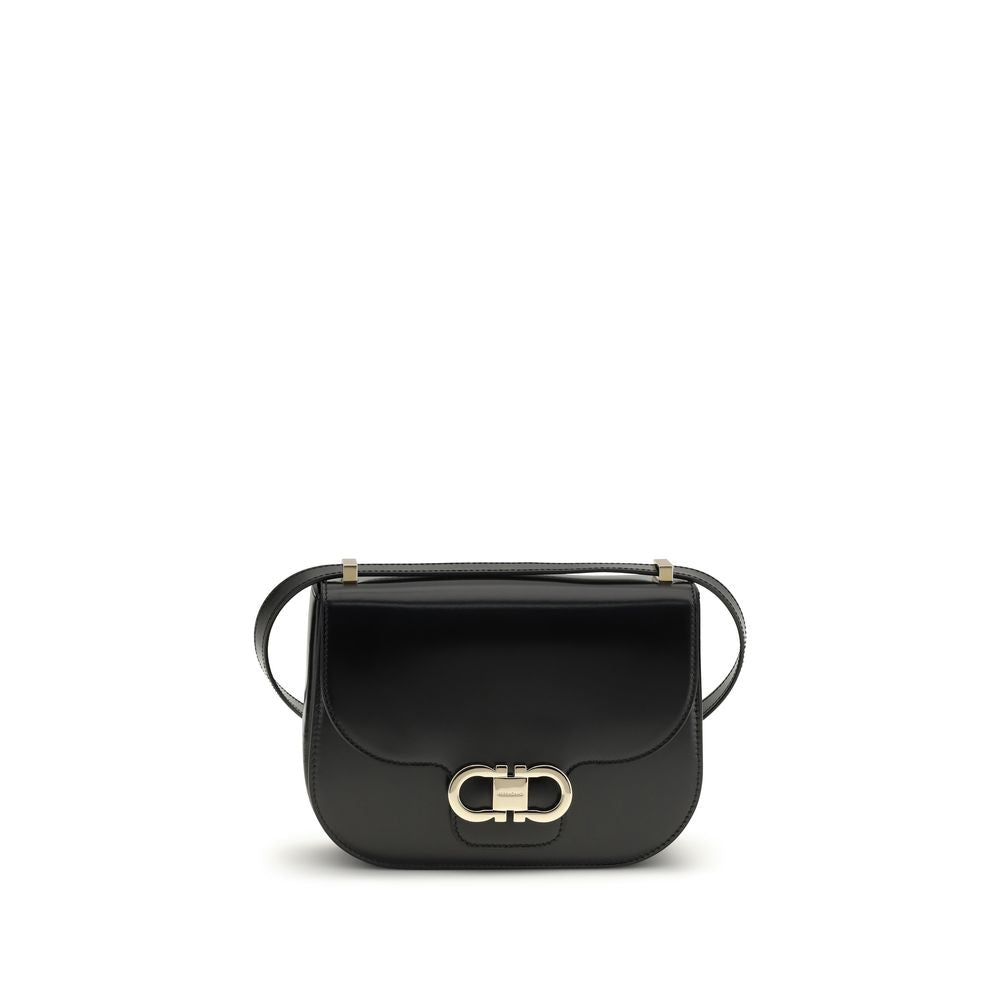 Black Calf Leather Bos Taurus Shoulder Bag Ferragamo