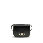 Black Calf Leather Bos Taurus Shoulder Bag Ferragamo
