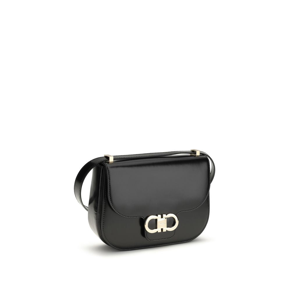 Black Calf Leather Bos Taurus Shoulder Bag Ferragamo