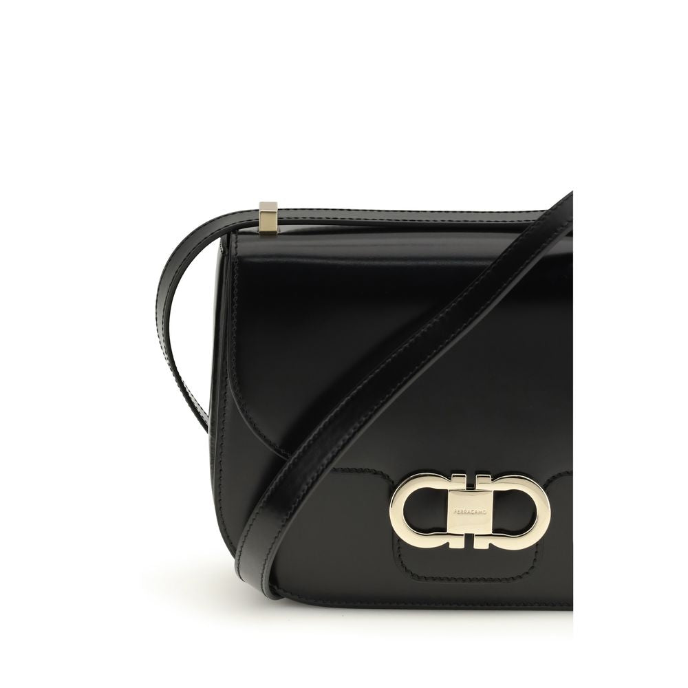 Black Calf Leather Bos Taurus Shoulder Bag Ferragamo