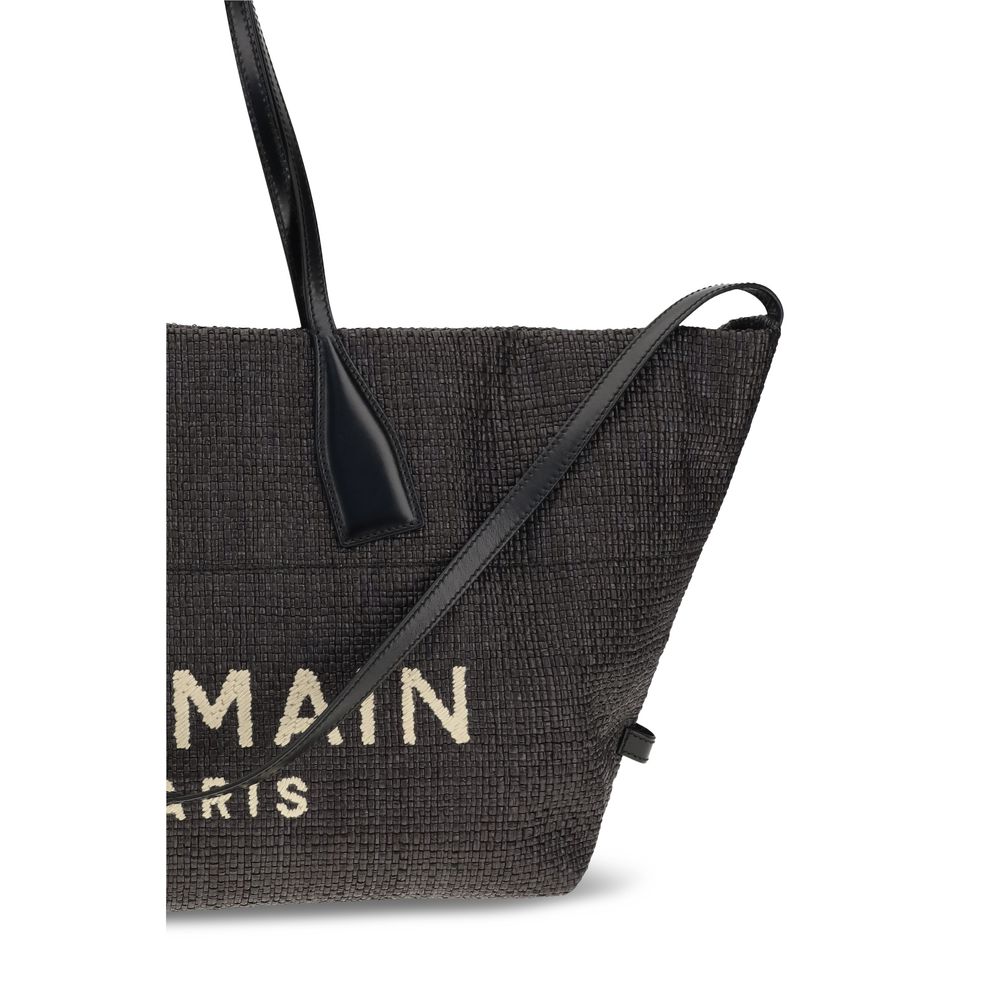 Black Raffia Shoulder Bag Balmain