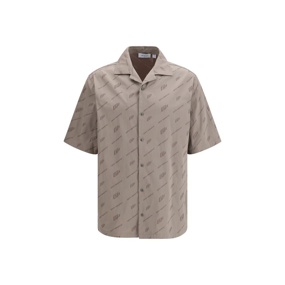 Beige Viscose Shortsleeve Shirt Off-White