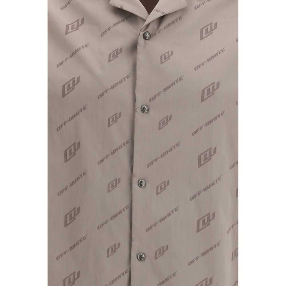 Beige Viscose Shortsleeve Shirt Off-White