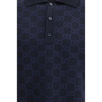 Blue Silk Polo Shirt Gucci