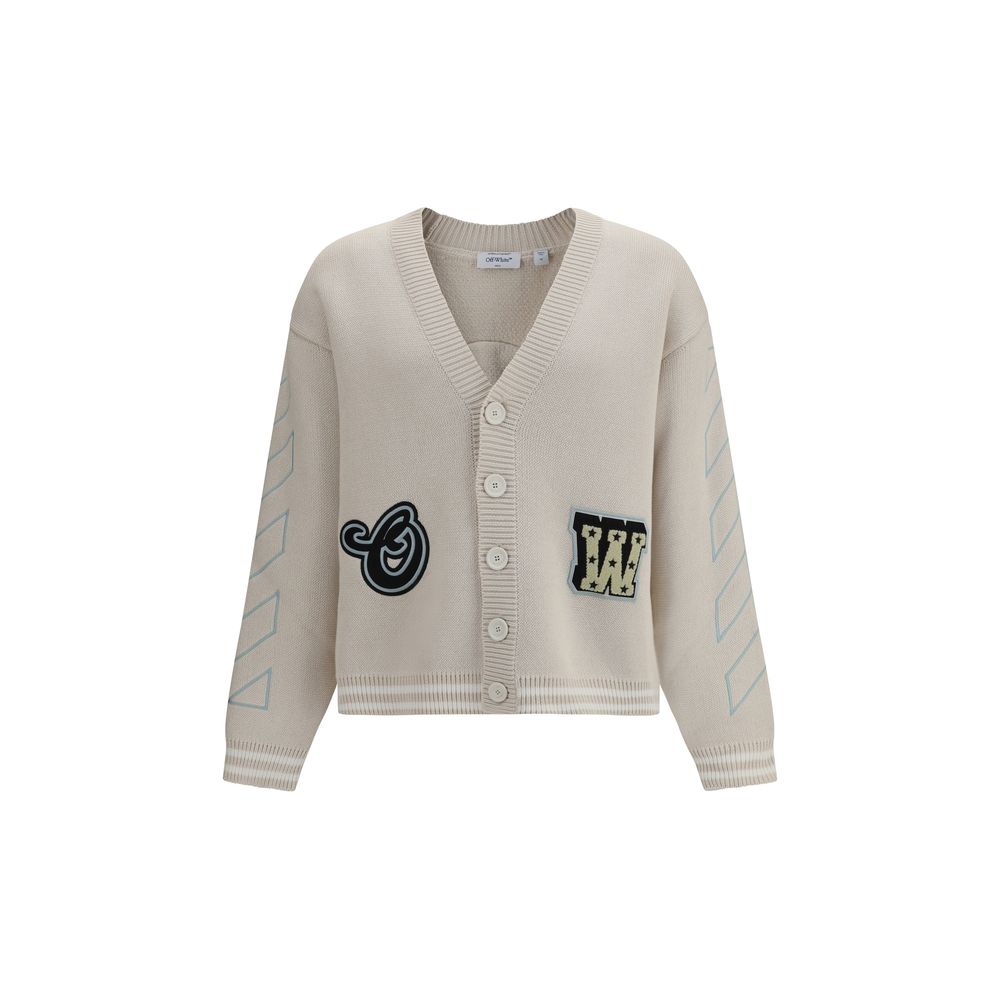Beige Cotton Cardigan Off-White