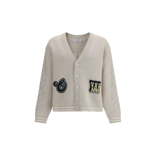 Beige Cotton Cardigan Off-White
