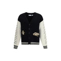 Black Cotton Cardigan Off-White