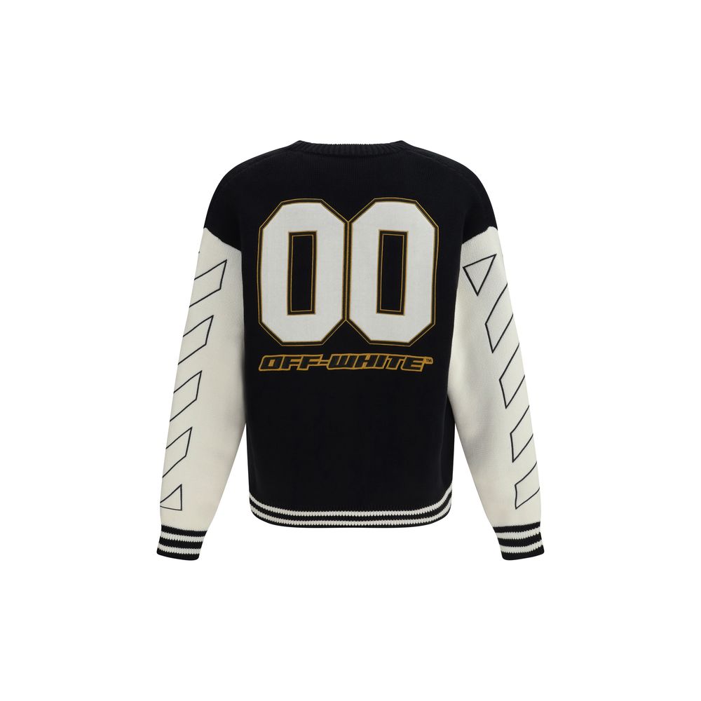 Black Cotton Cardigan Off-White