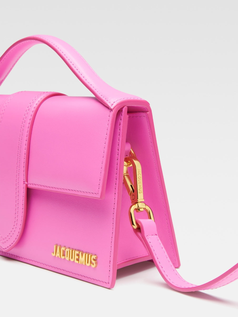 Neon Pink Leather Le Grand Bambino Handbag Jacquemus