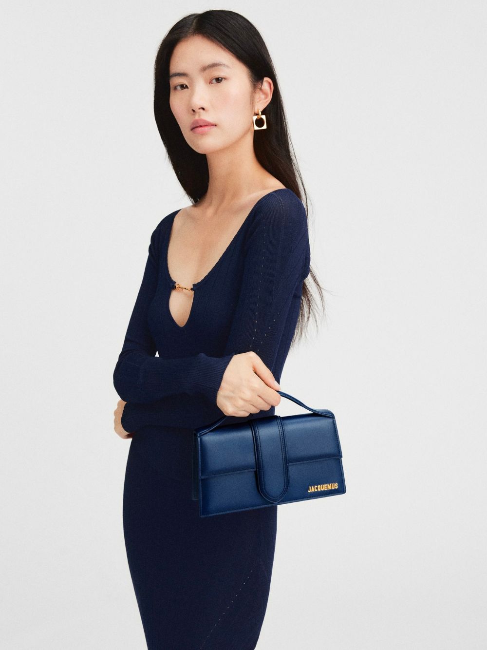 Dark NavyLeather Le Grand Bambino Handbag Jacquemus