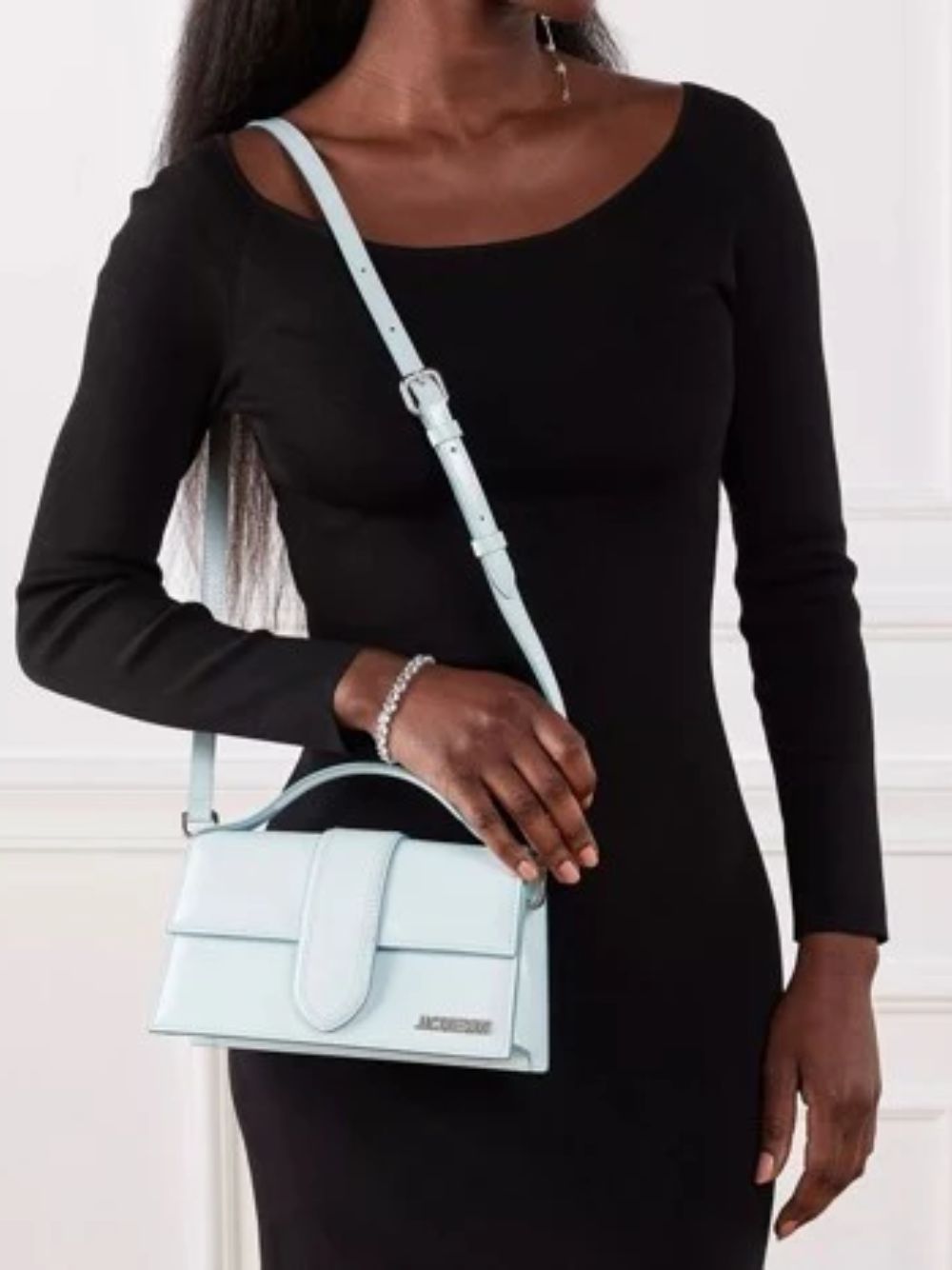 Pale blue Leather Le Grand Bambino Handbag Jacquemus