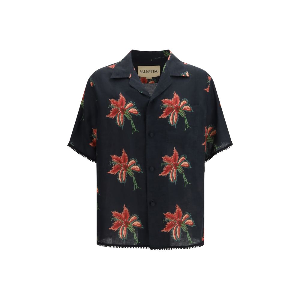 Black Linen Pattern Shirt Valentino