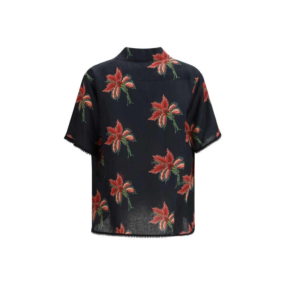 Black Linen Pattern Shirt Valentino