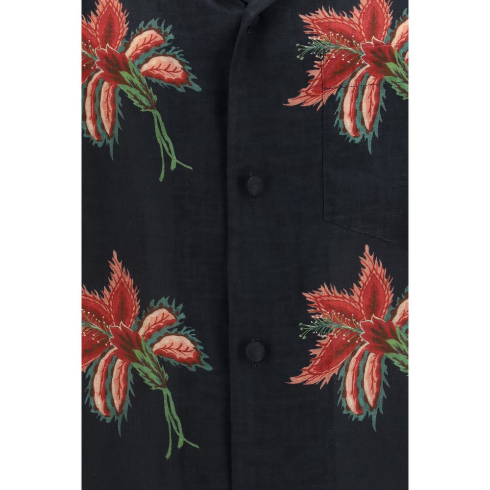 Black Linen Pattern Shirt Valentino