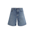 Blue Cotton Bermuda Shorts Off-White
