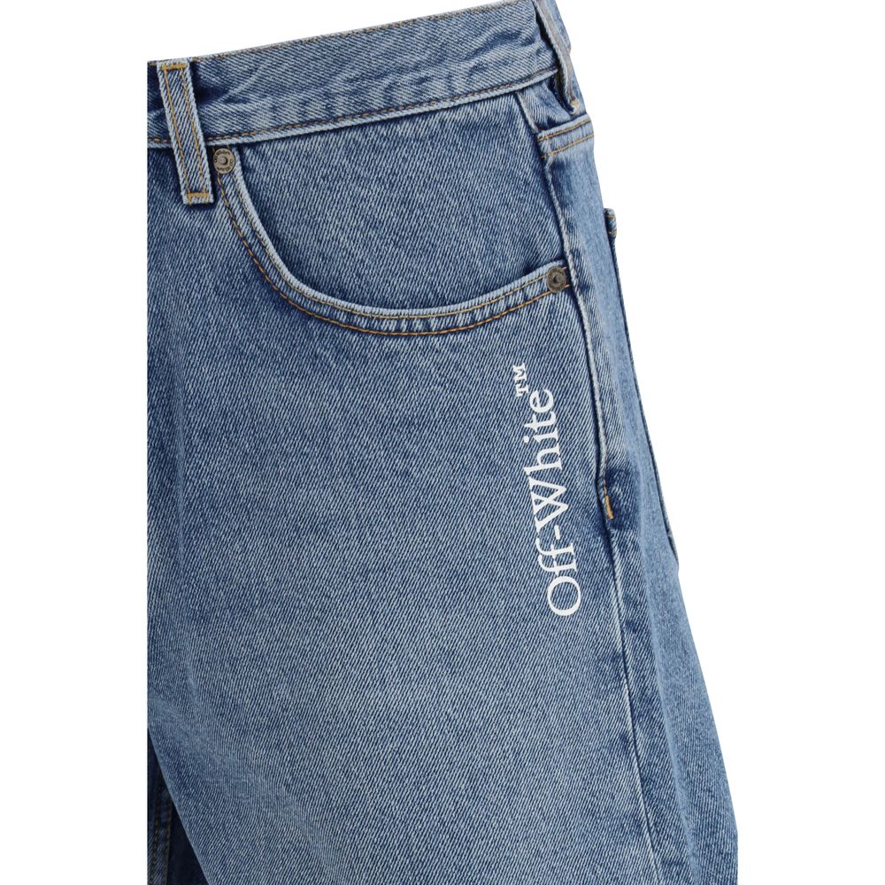 Blue Cotton Bermuda Shorts Off-White