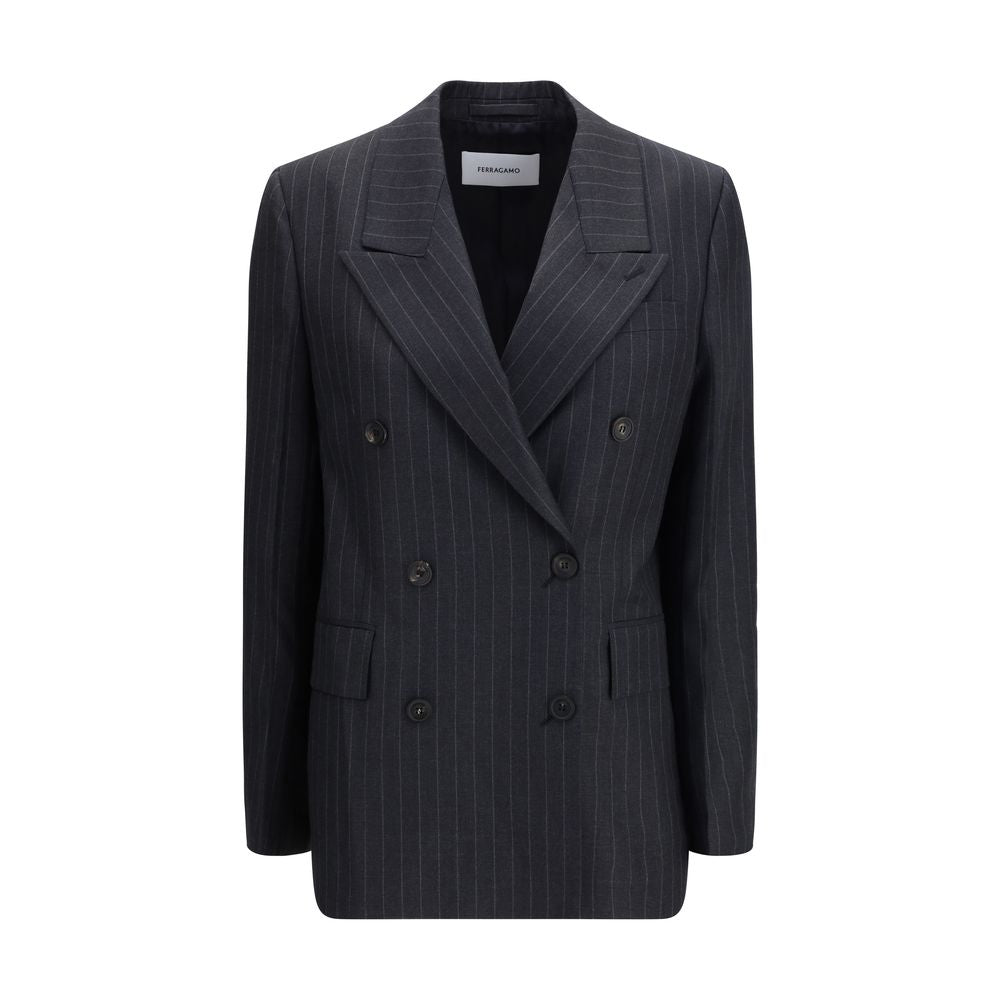 Gray Fleece Wool Blazer Ferragamo