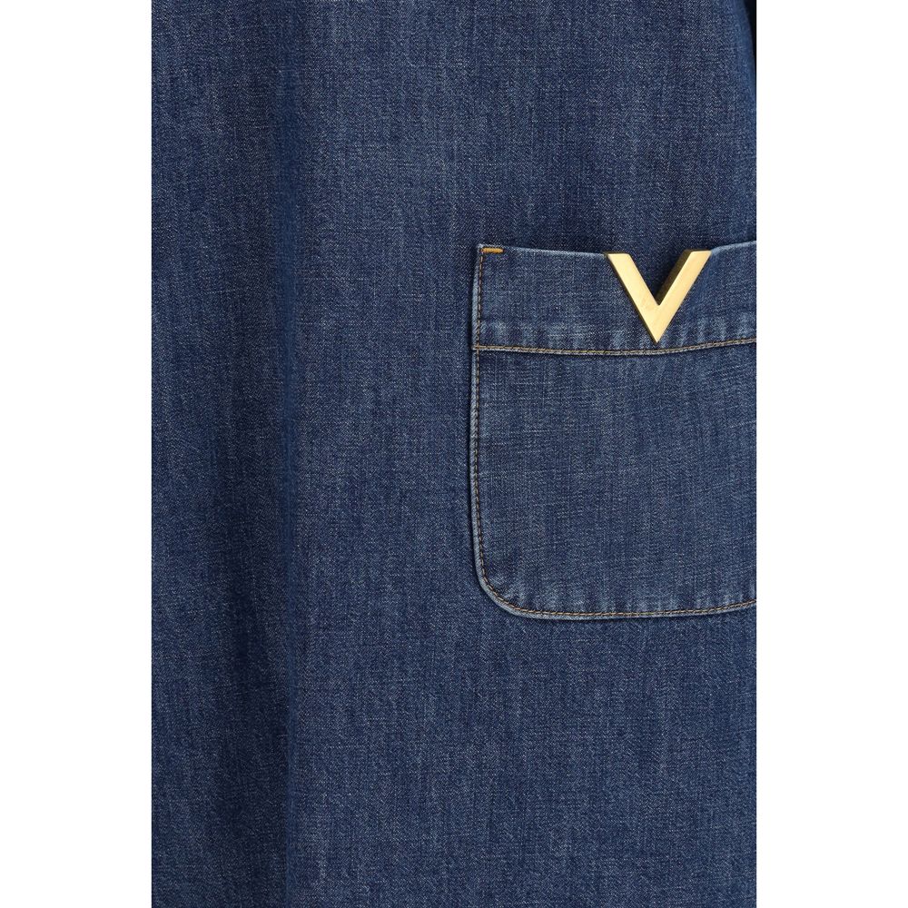 Blue Cotton Casual Dress Valentino