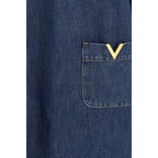 Blue Cotton Casual Dress Valentino