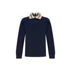 Blue Cotton Polo Shirt Burberry
