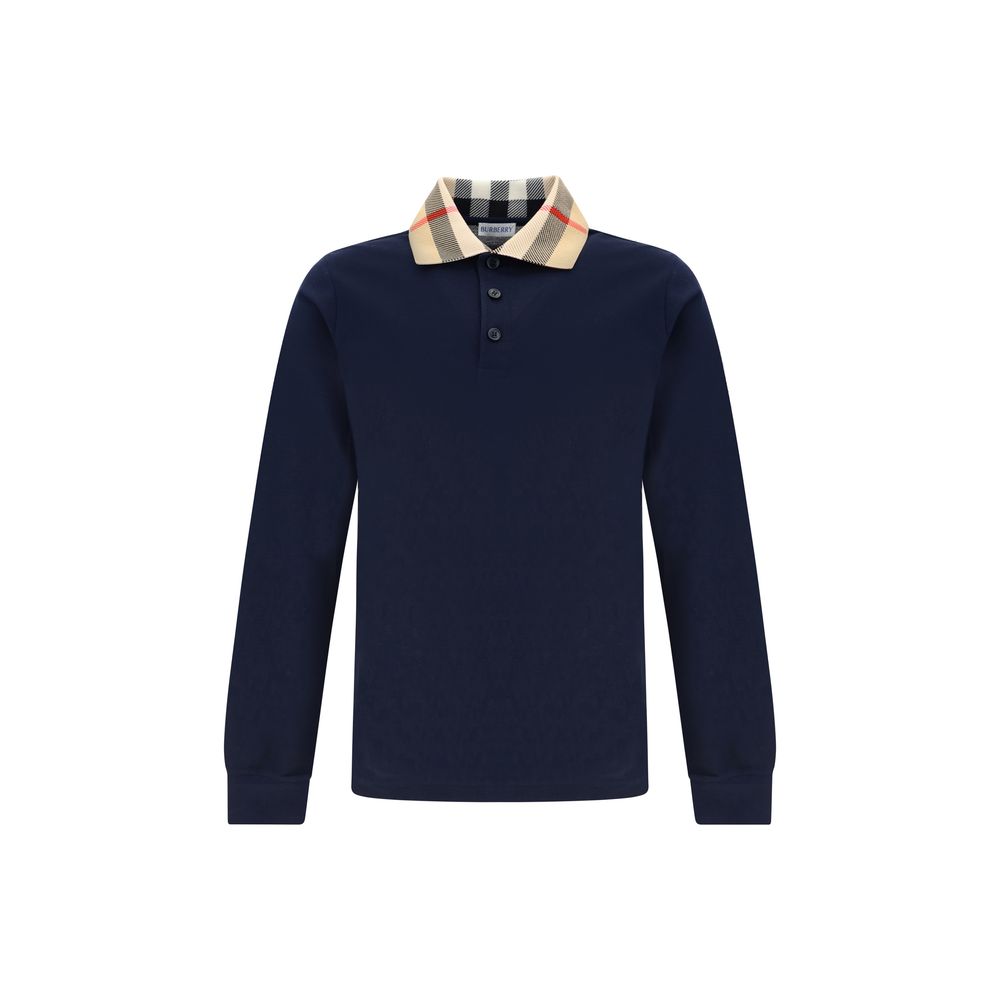 Blue Cotton Polo Shirt Burberry