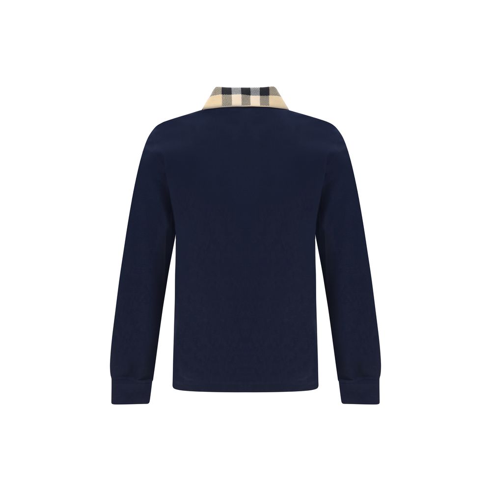 Blue Cotton Polo Shirt Burberry