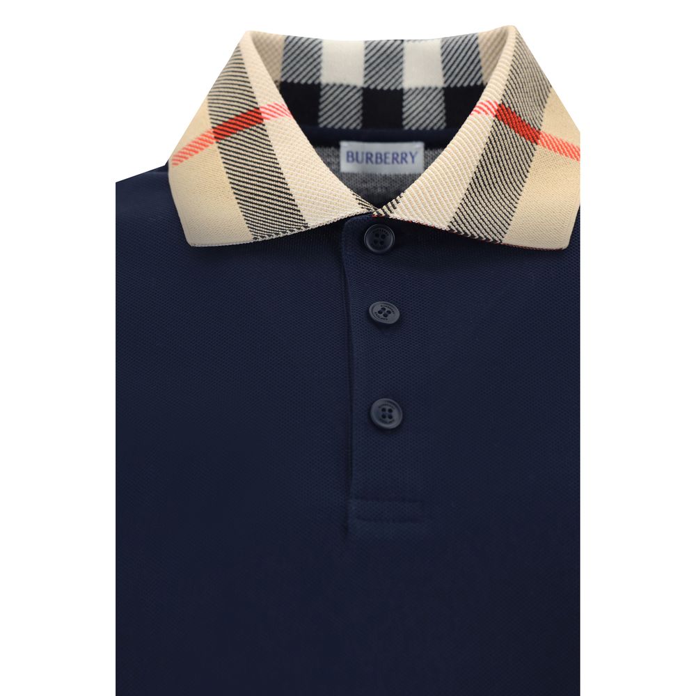 Blue Cotton Polo Shirt Burberry