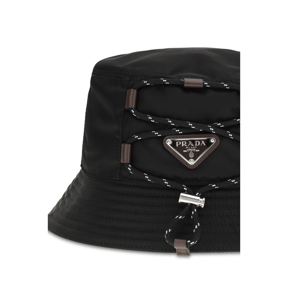 Black Recycled Polyamide Bucket Hat Prada