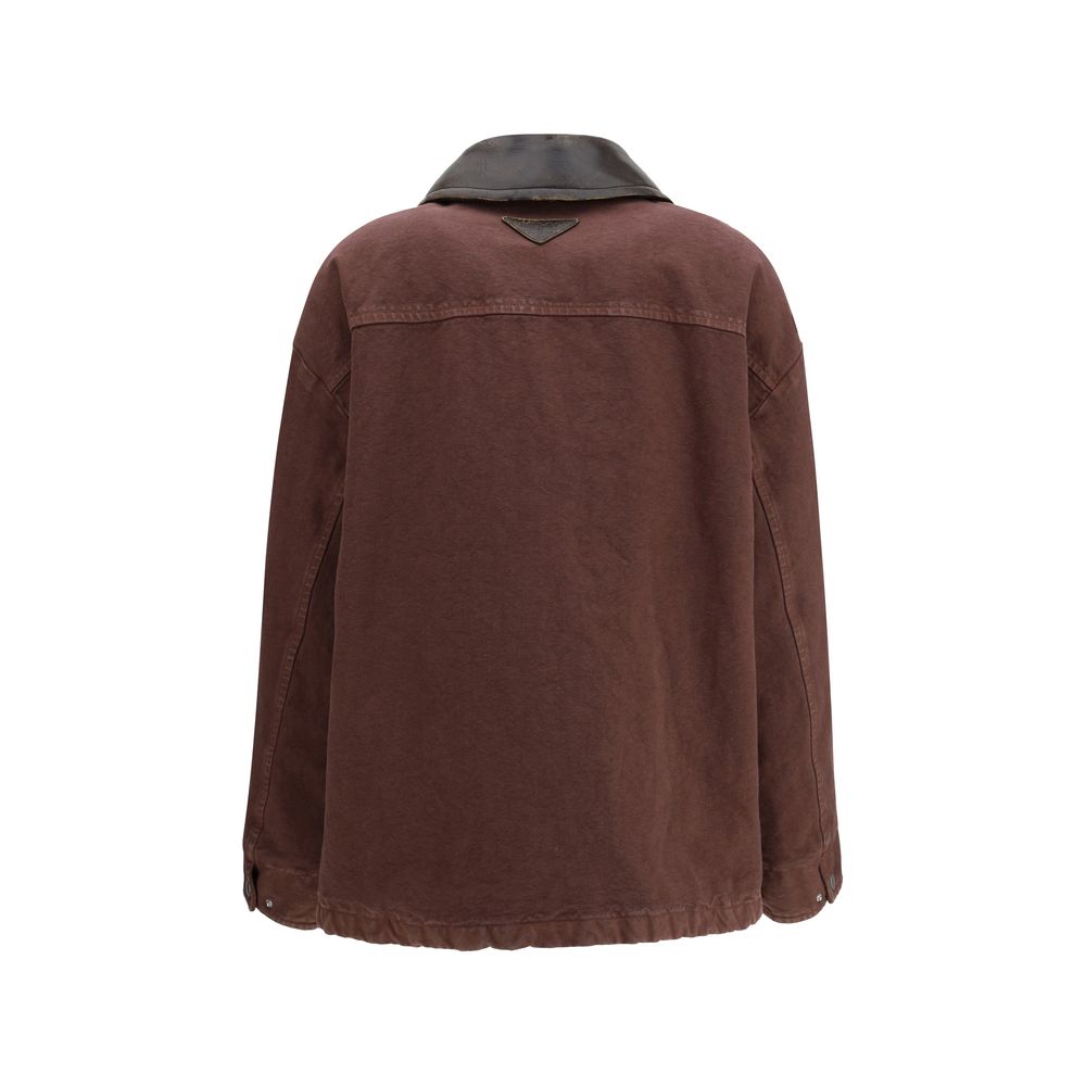 Brown Cotton Coat Prada