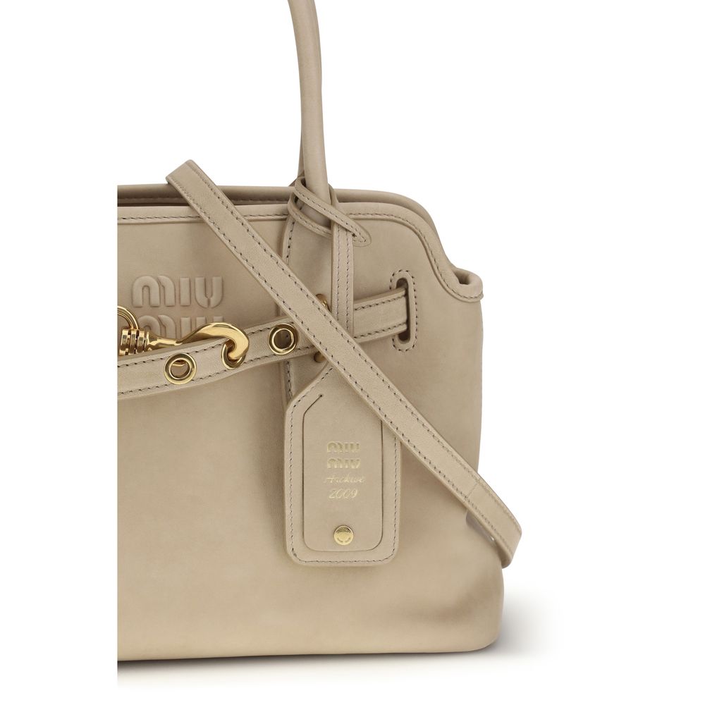 Beige Lamb Ovis Aries Aries Handbag Miu Miu