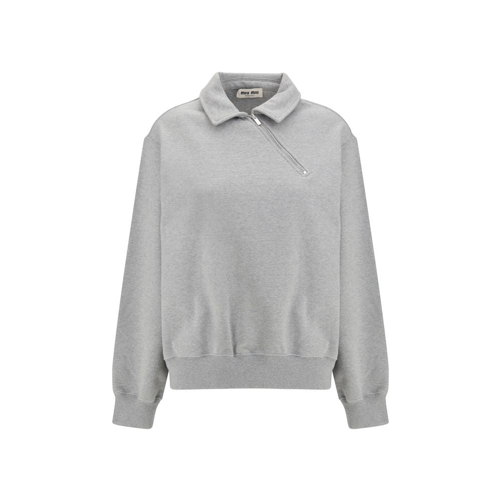 Gray Cotton Sweatshirt Miu Miu