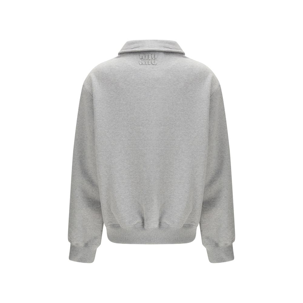 Gray Cotton Sweatshirt Miu Miu